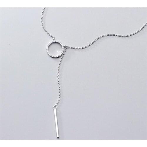 Sole Memory Circle Zircon Geometry Delicate 925 Sterling Silver Clavicle Chain Female Necklace SNE572