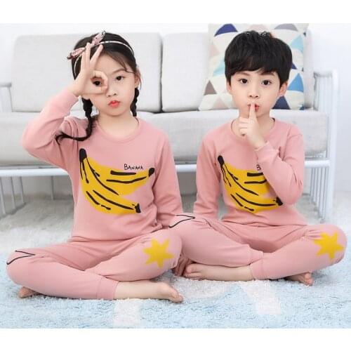 TUONXYE Boys Girls Pajamas Set Children Banana Cotton Kids Long Sleeve Pijama Baby Sleepwear Clothing