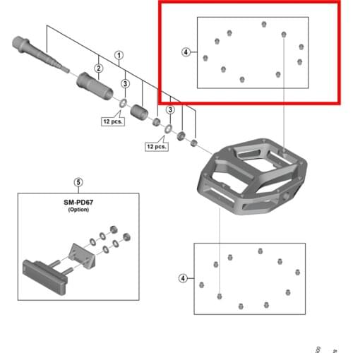 Shimano YL8A98010 YL8A98020 pedal pin for PD-M8040/M8140/M828