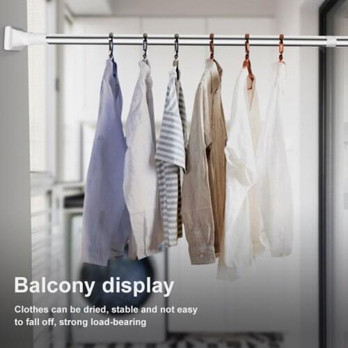 Telescopic Clothing Rod Punch-free Adjustable Shower Curtain Rods And Accessories Extendable Stainless Steel Simple Support Rod