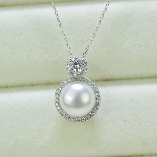 ZHBORUINI 2019 Fashion Pearl Necklace Natural Freshwater Pearl Zircon Pendant 925 Sterling Silver For Woman Pearl Jewelry Gift