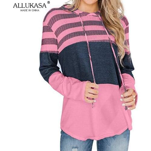 Women Sweatshirts Hooded Long Sleeve T-Shirts Casual Pulovers Clothes Patchwork Fashions Loose Top Lady Shirt Clothing Plus Size
