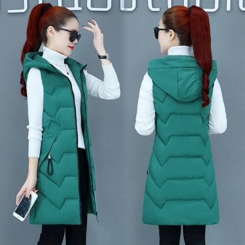 Winter Spring Woman Warm Vest 2021 Loose Coat Female Thickening Long Waist Cotton Waistcoat Ladies Cotton Padded Jackets Q53