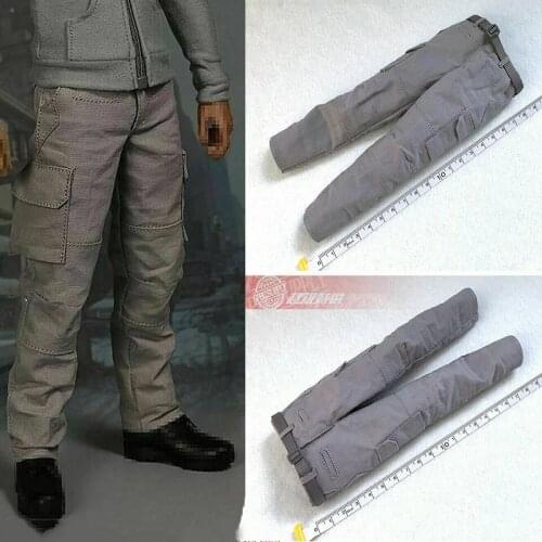 1:6 Scale Gray Tactical Pants With Belt Fit 12inch Male HT Action Figure Body Toys in stock