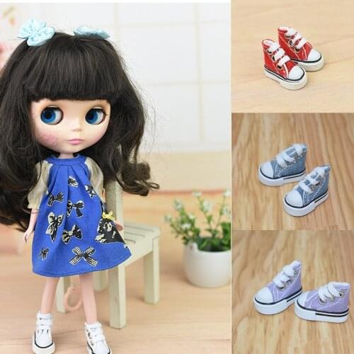 1 Pair Fashion 1/6 Blyth Doll Canvas Shoes Sneakers For Barbies OB Pullip Licca Dolls Sports Shoes DIY Doll Accessories