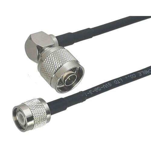 1Pcs RG58 TNC Male plug to N Male plug Right angle Connector RF Coaxial Jumper Pigtail Cable 4inch~50M