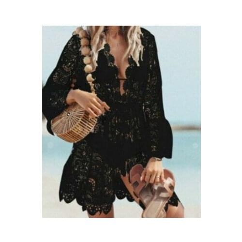 2021 Summer Women Bikini Cover Up Lace Crochet Hollow Swimwear Cover-Ups Bathing Suit Beachwear Tunic Beach Dress Kimono Cardiga