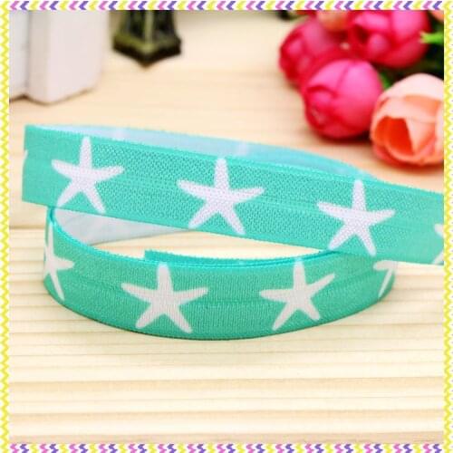 5/8 inch Free shipping Elastic FOE Starfish printed headband headwear diy hair band wholesale OEM H4056
