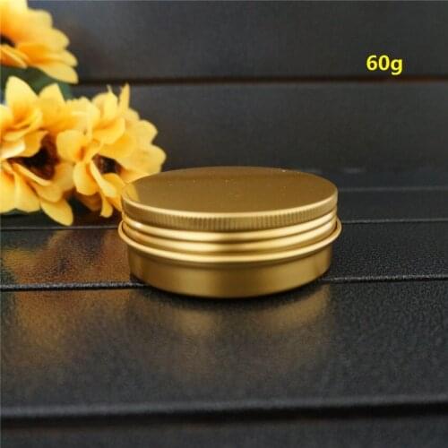 60g 68*25mm Round Portable Aluminum Box Metal Tin Cans 60ml Cosmetic Cream Containers DIY Gold Empty Jar Tea Aluminum Pot