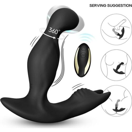 360° Head Rotating Vibration Butt Plug Prostate Massager Vibrator Anal Plug Wireless Remote Control Gay Anal Sex Toys For Men