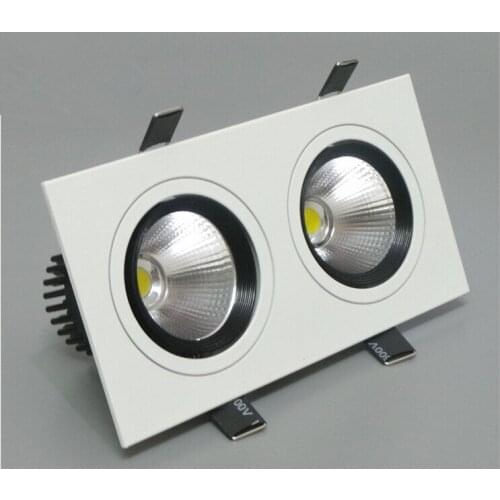 Free Shipping Dimmable Double Cob Led Ceiling Downlight 20w 120 angle warm/natural/ white 100-240v Square Led Bulb Lamp Lighting