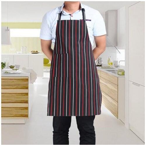Free shipping MAN brief stripe waterproof chef apron with pocket tablier cuisine Adjustable kitchen bib apron cooking tools