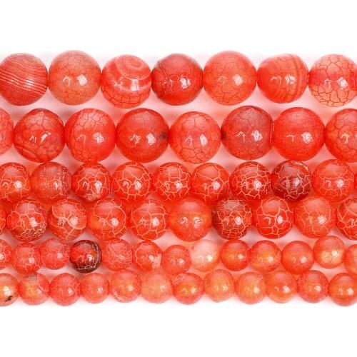 Natural Stone Beads Orange Crack Dragon Veins Agates Round Beads For Jewelry Making DIY Bracelets Accessories Beads 6/8/10MM
