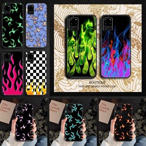 Flame Fire Phone case For Samsung Galaxy Note 4 8 9 10 20 S8 S9 S10 S10E S20 Plus UITRA Ultra black silicone cover 3D cell cover