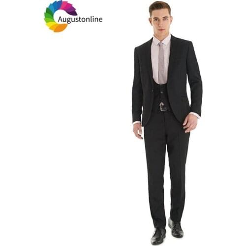 Black Men Suits Wedding Suits for Man Blazer Suit 3Piece Jacket Pants Vest Retro Groom Tuxedo Slim Fit Groomsmen Terno Masculino