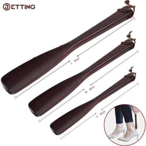 1PCS Craft Wooden Shoe Horn Dutch Wood Long Handle Shoehorn Lifter with Hanging Rope for Shoes Accessorie Horns