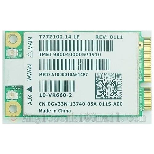 DW5620 GOBI2000 Wireless WWAN ANGSM/GPRS/UMTS/HSD(U)PA Mobile Broadband 7.2 Mbps PCI-E 3G Card for Dell GV33N E4300 E4310