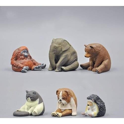 Cute Toys Simulation Wild Animal Elephant Bear Gorilla Dogs Cats Hedgehog PVC Model Action Figures Toys Gift for Kids