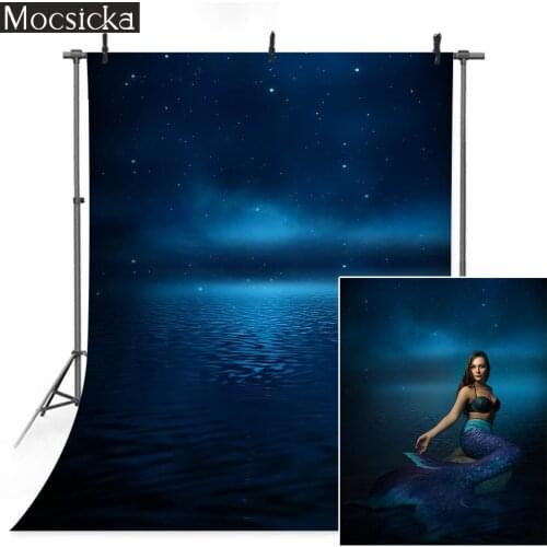 Blue Sky and Sea Photography Backdrop Kids Adult Birthday Portrait Background Photo Studio Mermaid Art Photocall Glitter Stars