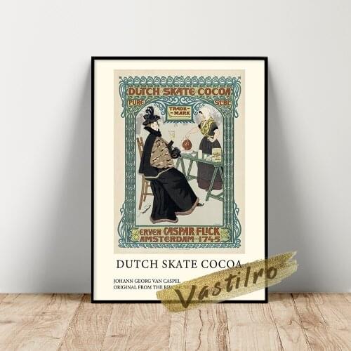 Johann Georg Van Caspel Painting, Dutchie Mesh Enamel Advertising Art Prints, Dutch Skate Cocoa Wall Art, Vintage Figure Poster