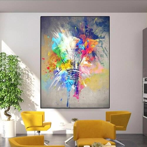 Colorful Light Bulb Graffiti Art Canvas Painting Abstract HD Posters And Prints On The Wall Art Picture For Living Room Decor