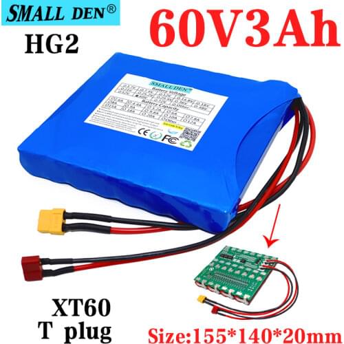 60V 3Ah 18650 Li-ion battery pack 16S 180WH HG2 3000mAh rechargeable battery for self-balancing scooter electric unicycle batter