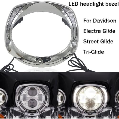 Motorcycle LED Headlight Lamp Trim Ring Bezel Fit For Harley Davidson Electra Glide Street Glide Tri-Glide Ultra Limited Low