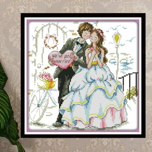 Oneroom Happy wedding Printed on Canvas DMC Counted Chinese Cross Stitch Kits printed Cross-stitch set Embroidery Needlework