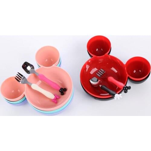 1set Children Dinnerware Set Cute Cartoon Character Fashion Tableware Lovely Lunch Tray Dishs Scoop Fork Best Gift For Child/Kid