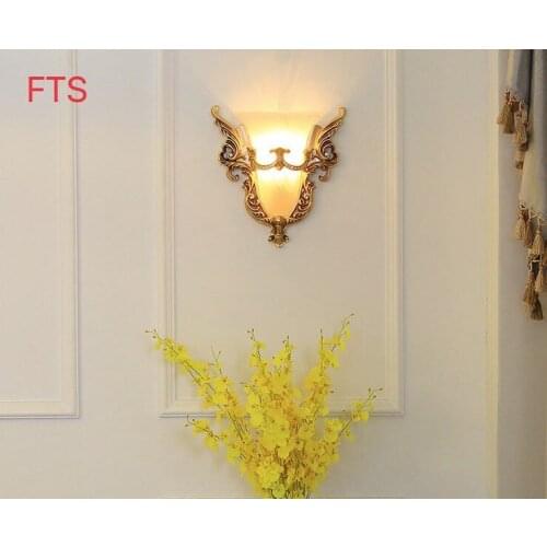 European-style resin wall lamps, villa retro indoor bedside wall lamp, hotel bedroom led wall lamp