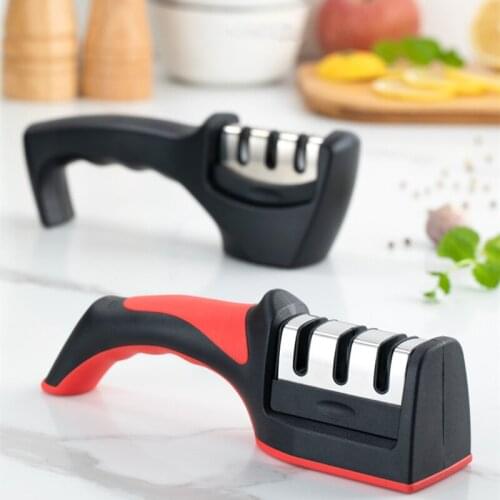 New Three-Section Kitchen Knife Sharpener Fast Diamond Knife Slicker Multi-Function Kitchen Gadgets Sharpening Stone 3 Stages
