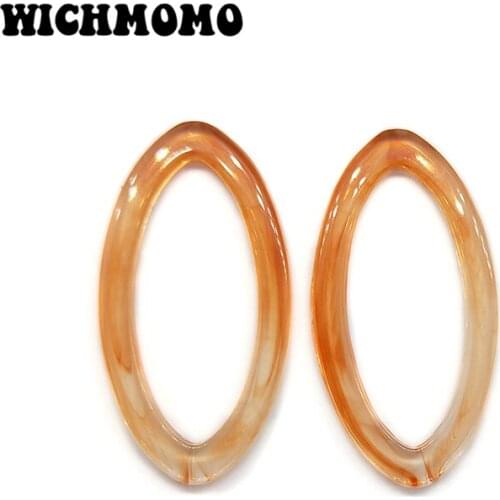 New 43*22mm 10pieces/bag Acrylic Brown Oval Smooth Charms Pendant Connectors for DIY Earring Jewelry Making Finding Accessories
