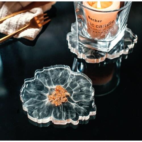 New Coffee Mup Mat Original Gold Foil Epoxy Resin Finished Creative Coaster Desktop Decoration Placemat Table Insulation Mats