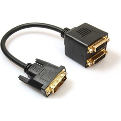 Portable DVI Adaptor DVI-D Male to Dual 2 DVI-I Female Splitter Signal Transmission Divider Video Y Splitter Cable