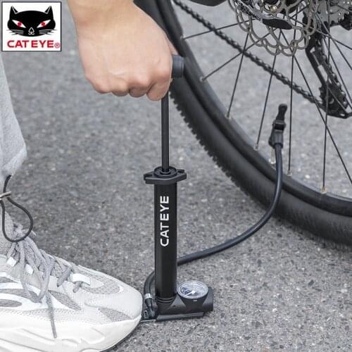 CATEYE Portable Cycling Pump Alloy Bicycle Pump with Gauge 120psi Compatible Presta Schrader MTB Road Bike Tire Inflator