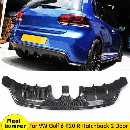 Back Bumper Protector For MK6 R20 Rear Bumper Lip Diffuser Spoiler For VW Golf 6 VII R20 2010-2013 Carbon Fiber / FRP