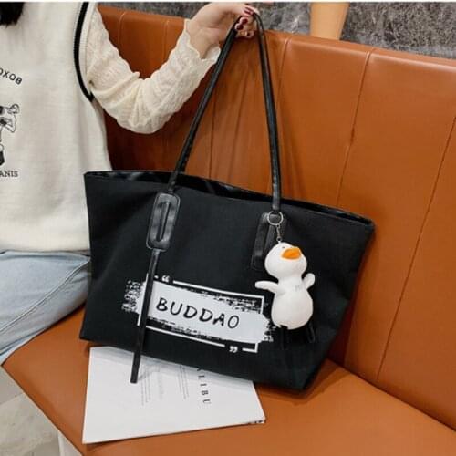 Large capacity canvas tote bag autumn 2021 new fashion print shoulder bag for womens portable shopping bag