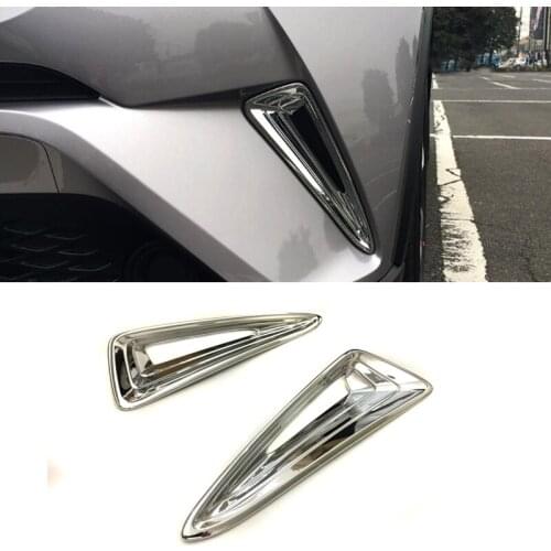 High quality For TOYOTA C-HR CHR 2017 2018 car body fog light cover ABS Chrome lamp head Front grille outlet vent frame trim