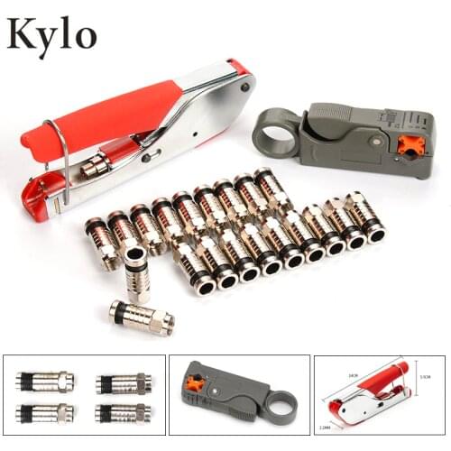 Wire Stripping Plier Kit Connector Compression Tool For RG6 RG59 F Fitting Coaxial Cable Crimper Striper Terminal crimping plier