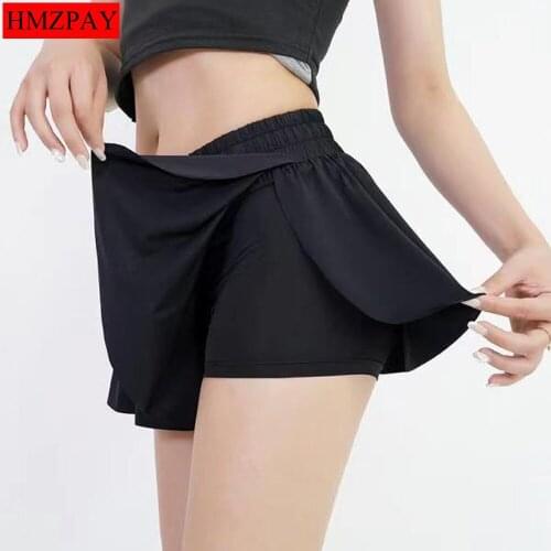 Womens Yoga Shorts 2 in 1 Sports Running Flowy Skirt Short for Women Fitness Workout Push Up Gym Breathable Quick-dry Skirt