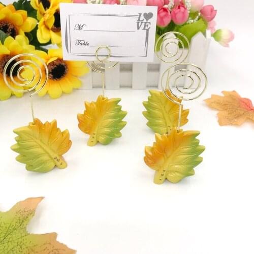 50PCS Autumn Wedding Favors Maple Leaf Place Card Holder Photo Holders Seat Clip Party Table Decoration