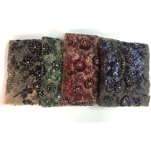 2018 New Embroidery Design African Net Lace Fabric Royal Blue Green red Mesh Tulle cloth Nigerian French Guipure Cord Lace -j885