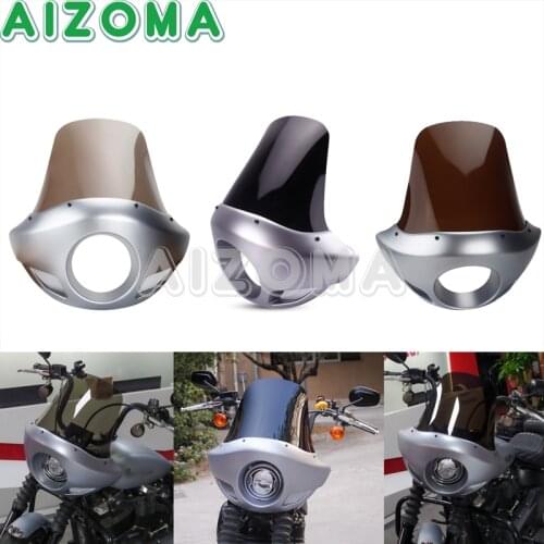 5.75 In Motorcycle Headlight Cowl Fairing Windshield 35-49mm Fork Clamp For Harley Dyna Sportster Iron Street Bob Sport Touring