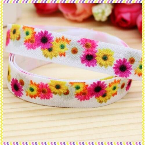5/8'' Free shipping Fold Elastic FOE flowers printed headband headwear hair band diy decoration wholesale OEM B973