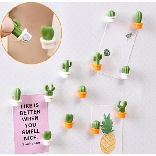6pcs/set Fridge Magnets Cute Succulent Plant Magnet Button Cactus Refrigerator Message Sticker Magnet Free Shipping