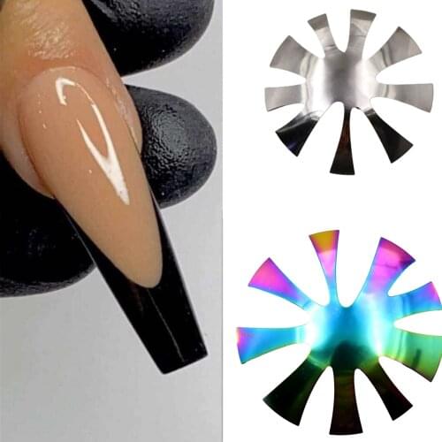 9 In 1 French Style Nail Template Model Stainless Steel Plates Model Polish Manicure Creative Easy DIY Tools Salon Crystal Nail