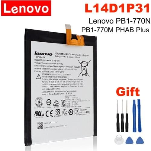 Lenovo Original L14D1P31 3500mAh Battery For Lenovo PB1-770N PB1-770M PHAB Plus l14d1p31 New High Quality Battery + Tools