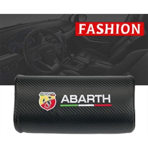 Car neck pillows both side pu leather single headrest case for Fiat Punto Abarth 500 Stilo Ducato Palio badge Car Styling