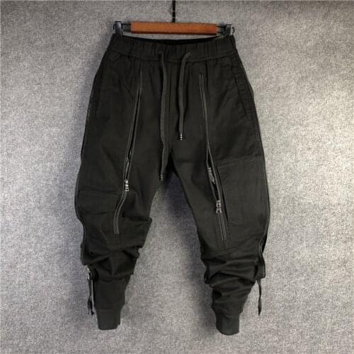 Owen Seak Men Casual Cargo Harem Pants High Street Hip Hop Length Mens Clothing Sweatpants Autumn Winter Black Big Size