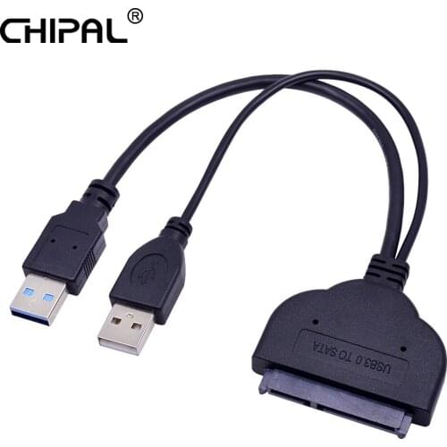 CHIPAL 100pcs USB 3.0 to SATA 3.0 22Pin Adapter 5Gbps USB3.0 SATA III Converter with USB 2.0 Power Cable for 2.5" 3.5'' HDD SSD
